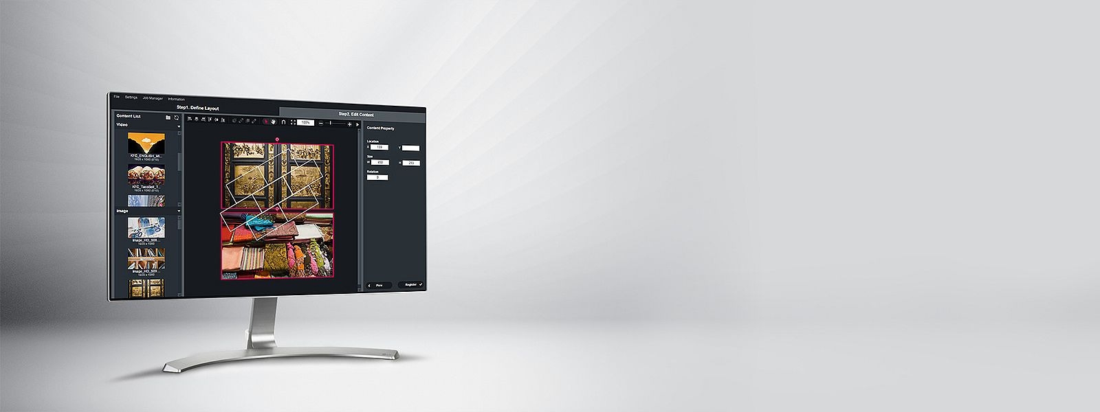 Collage of LG SuperSign Media Editor